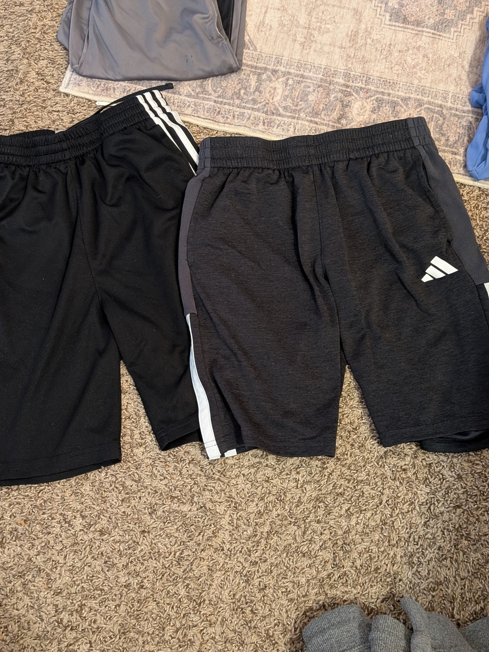 adidas Black Athletic Shorts with White Stripes